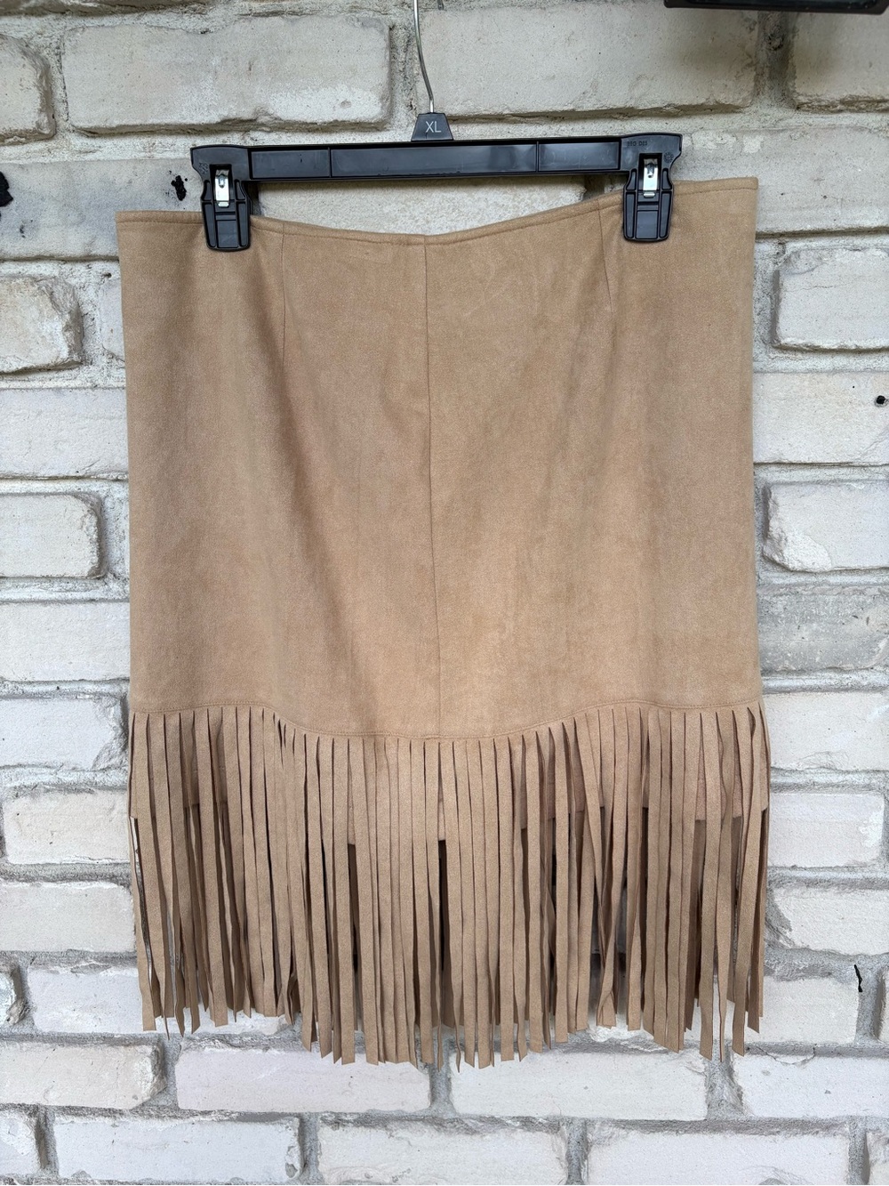 Gianni Bini Tan Suede Fringe hemline Skirt